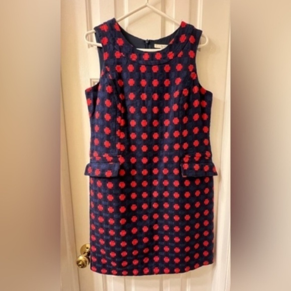 BODEN Tweed Navy & Red Preppy Midi Dress S. 8 - Picture 2 of 8